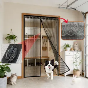 Automatic Magnetic Sliding Door Curtain, Mesh Panel, No Drilling, Pet-Friendly, Bug Barrier, Easy Install, Indoor/outdoor Use