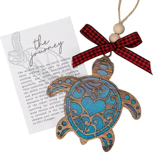 Wooden Sea Turtle Christmas Ornament Beach Theme Tree Decoration for  Lovers Coastal Xmas Hanging  for Turtle Enthusiasts Holiday Decor for  & Tree (Turtle Turquoise)