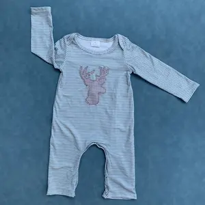 Baby boy deer print long sleeve romper