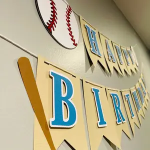 Baseball Happy Birthday Banner - Custom Name/Age Banner