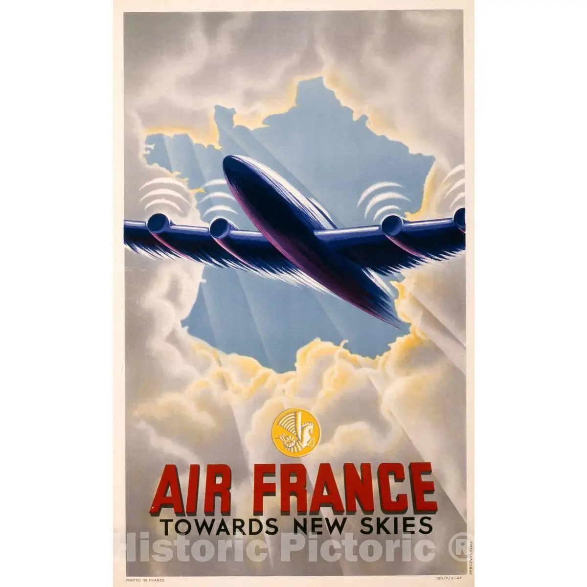 Vintage Poster -  Air France Towards New Skies, Historic Wall Art