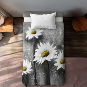 Begin Home Decor C1DCTSW0EFP52B Daisies Yellow Twin Size Duvet Cover - Floral Home Decor Accent