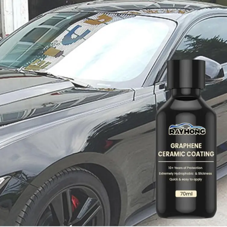 Homonth Graphene Ceramic Coating 70ml/2.37oz High Gloss Car Paint Protection Hydrophobic Liquid Wax Sealant | DIY Kit with Sponge, Gloves, Towel, Cloths for Auto Body, Motorcycle, Marine Surface | 1 Pack Black Shield for Daily Drive & Outdoor Elements.