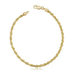 10k Yellow Gold 3.2mm Semi Solid Rope Chain Bracelet