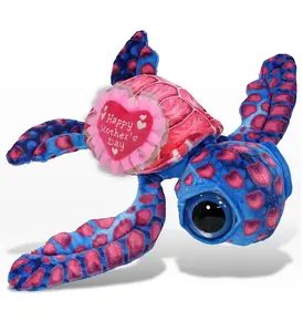 DOLLIBU 10" Pink Ocean Theme Polyester Stuffed Sea Turtle - Wild Collection Plush with Embroidered Heart, Mothers Day Gift