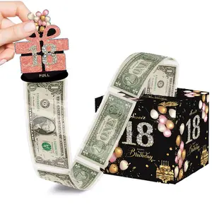 Surprise Party Theme Decoration Cash Pull Money Box, Festive Party Atmosphere Props Gift Box for Celebrations Happy Birthday Gift Box