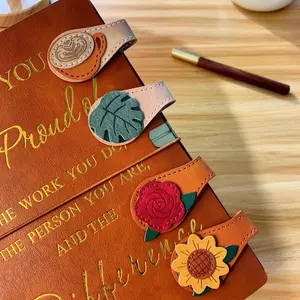 Vintage Magnetic Leather Bookmark, Leather Magnetic Bookmarks for Women, Magnetic PU Bookmarks Clip Book Accessories