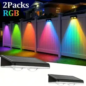 2/4 packs of solar fence lights with multi-color garden fence lights for villas, gardens, fences, vacation trails, and lighting your home
