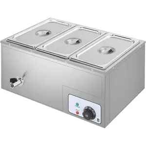 Electric Commercial Food Warmer, 1/2/3/4/6-Pan Steam Table Countertop, 6.9 QT/Pan Stainless Steel Bain Marie Buffet with Temperature Control & Lid for Parties, Catering, Restaurants 110V
