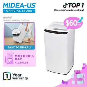 Comfee' Portable Washing Machine, 0.9 cu.ft Compact Washer With LED Display, with pump, 5 Wash Cycles, 2 Built-in Rollers, Space Saving Full-Automatic Washer, Spring Glow Up