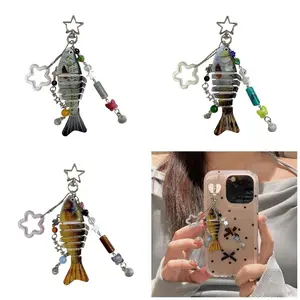 Lure Inspired Keychain Flexible Multi Joint Fish Keyring For Outdoor Enthusiasts ABS Plastic Key Holder Accessory