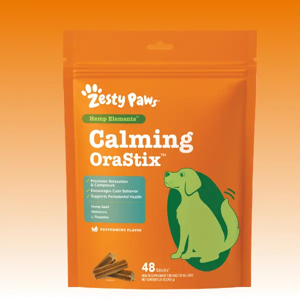 Zesty Paws Hemp Elements Calming OraStix™ for Dogs - Peppermint Flavored Sticks