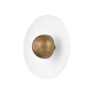 Noah Modern Industrial Ceiling Light With Patina Brass Shade And Gesso White Disc