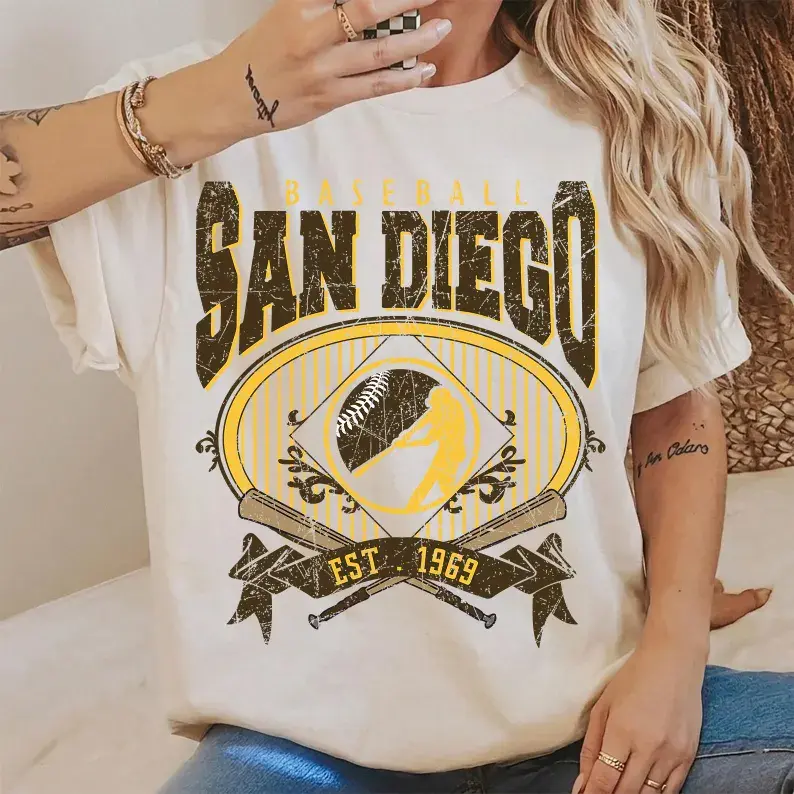 [Sale Up To 50%] Vintage 90s Style San Diego Baseball Shirt, Game Day Tshirt, San Diego Team Baseball Tee, Sunday San Diego Mascot T-Shirt, Padres Fan Apparel