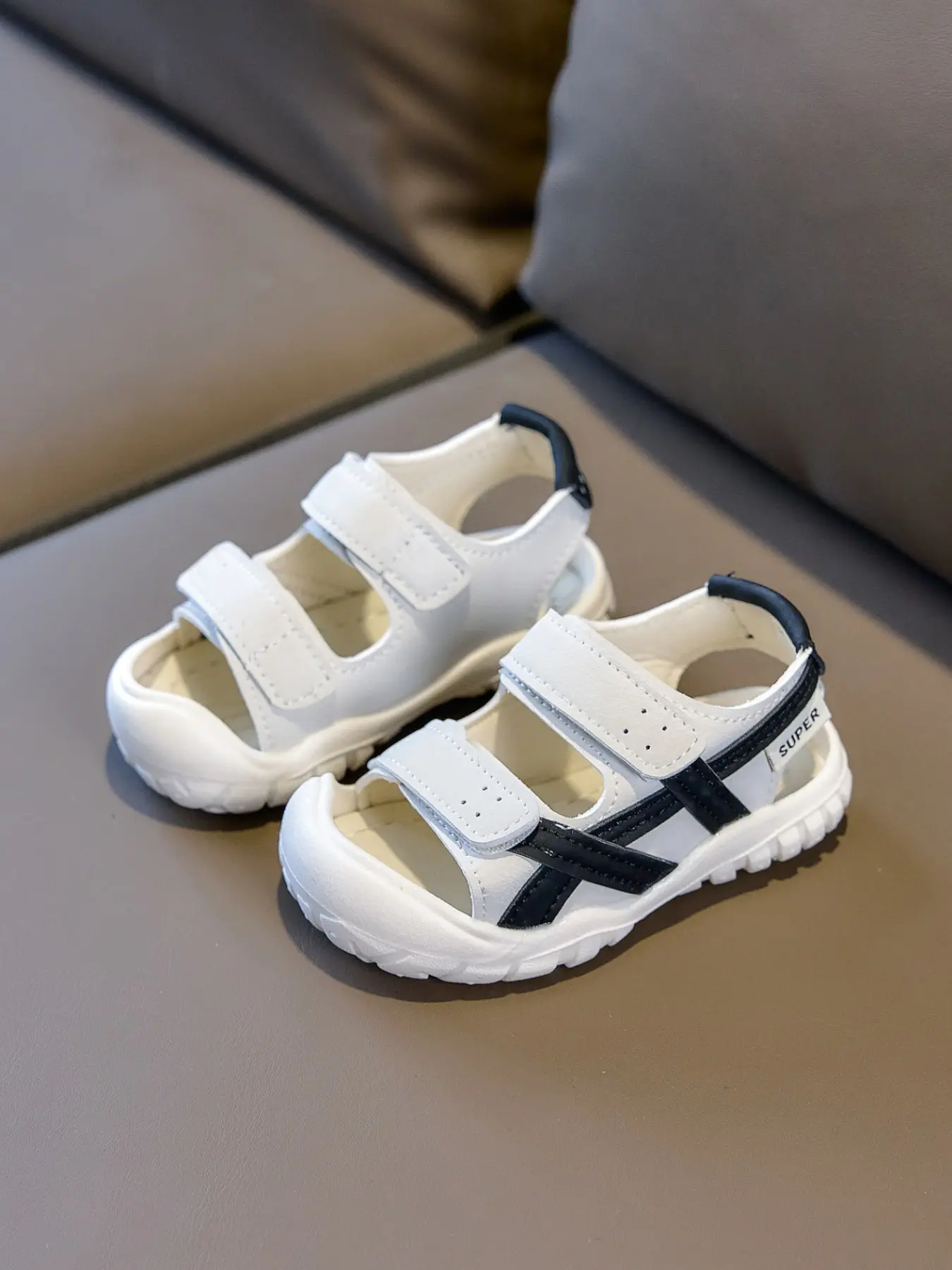 Toddler Closed Toe PU Sandals | Kids Non-Slip Sport Sandals with Easy Strap for Boys & Girls | Summer Beach & Playground Shoes