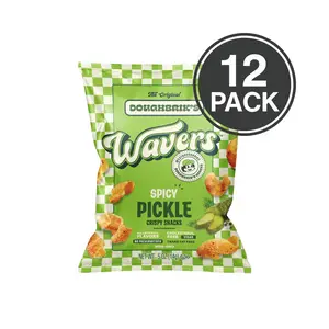 WAVERS by Doughbrik's Snacks, Spicy Pickle Flavor 0.5 oz Bags, Crispy Crunchy Texture Perfect Anytime Snack Made in the USA