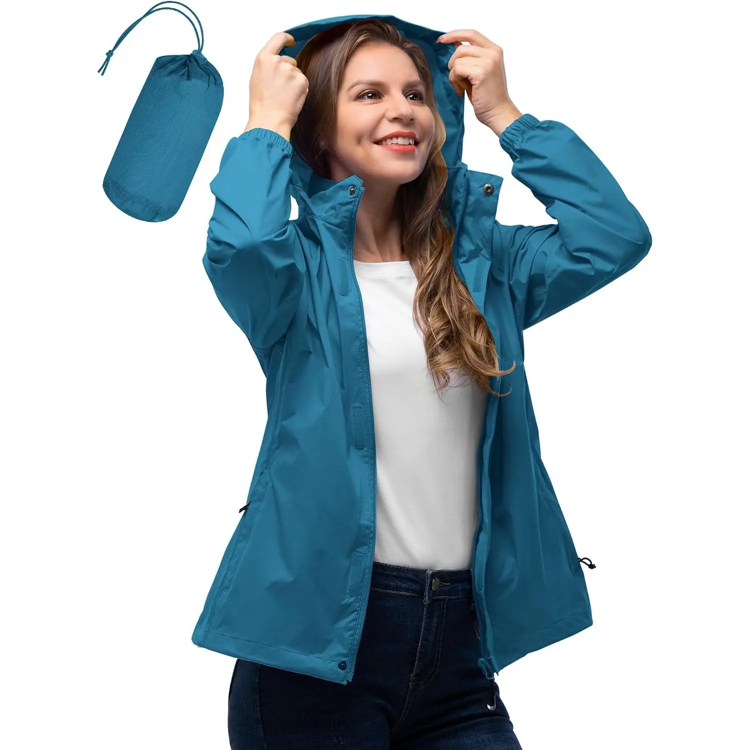 33,000ft Women's Rain Jacket Waterproof Lightweight Packable Raincoat