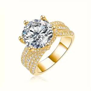Loveden Shining D Color 5CT Round Cut Moissanite Ring For Women Gorgeous Engagement Ring in S925 silver Wedding Promise Ring Fashionable Jewelry Ring Size 5 to 12