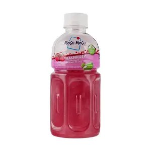 Mogu Mogu Raspberry Coconut Jelly Drink 320ml - Fun Fruity Beverage with Real Coconut Pieces