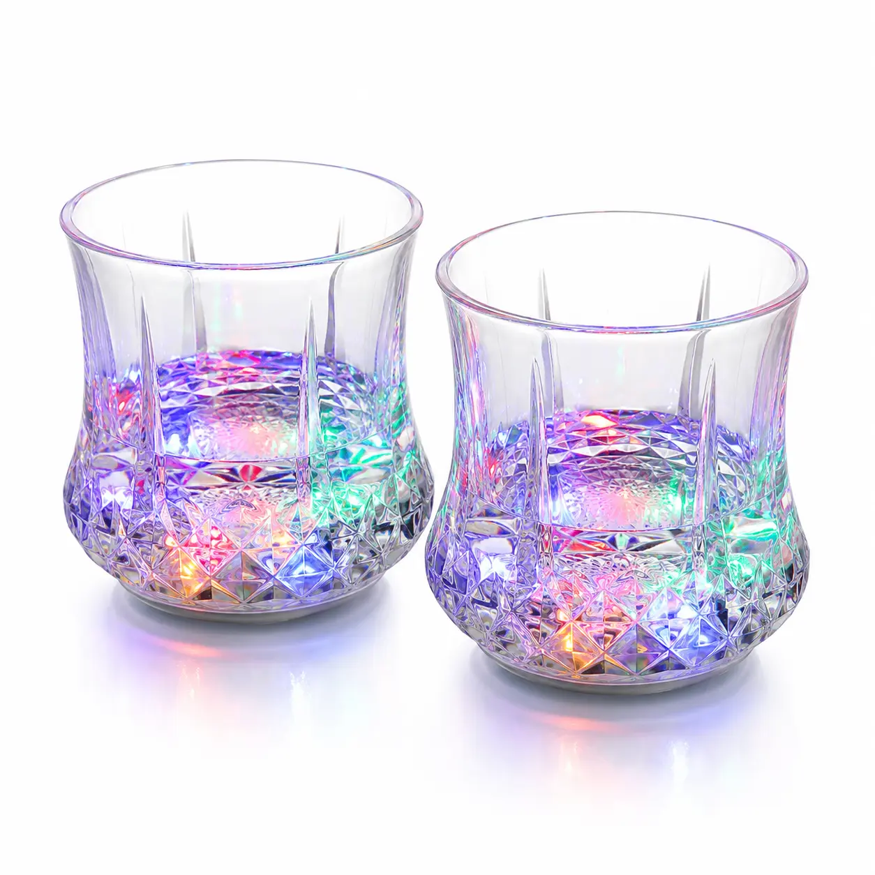 2-Pack Liquid-Activated Multicolor LED Light-Up Cups - Adult Party Favors, Home & Bar Festive Supplies for Shots & Wine Glasses, 2Pack