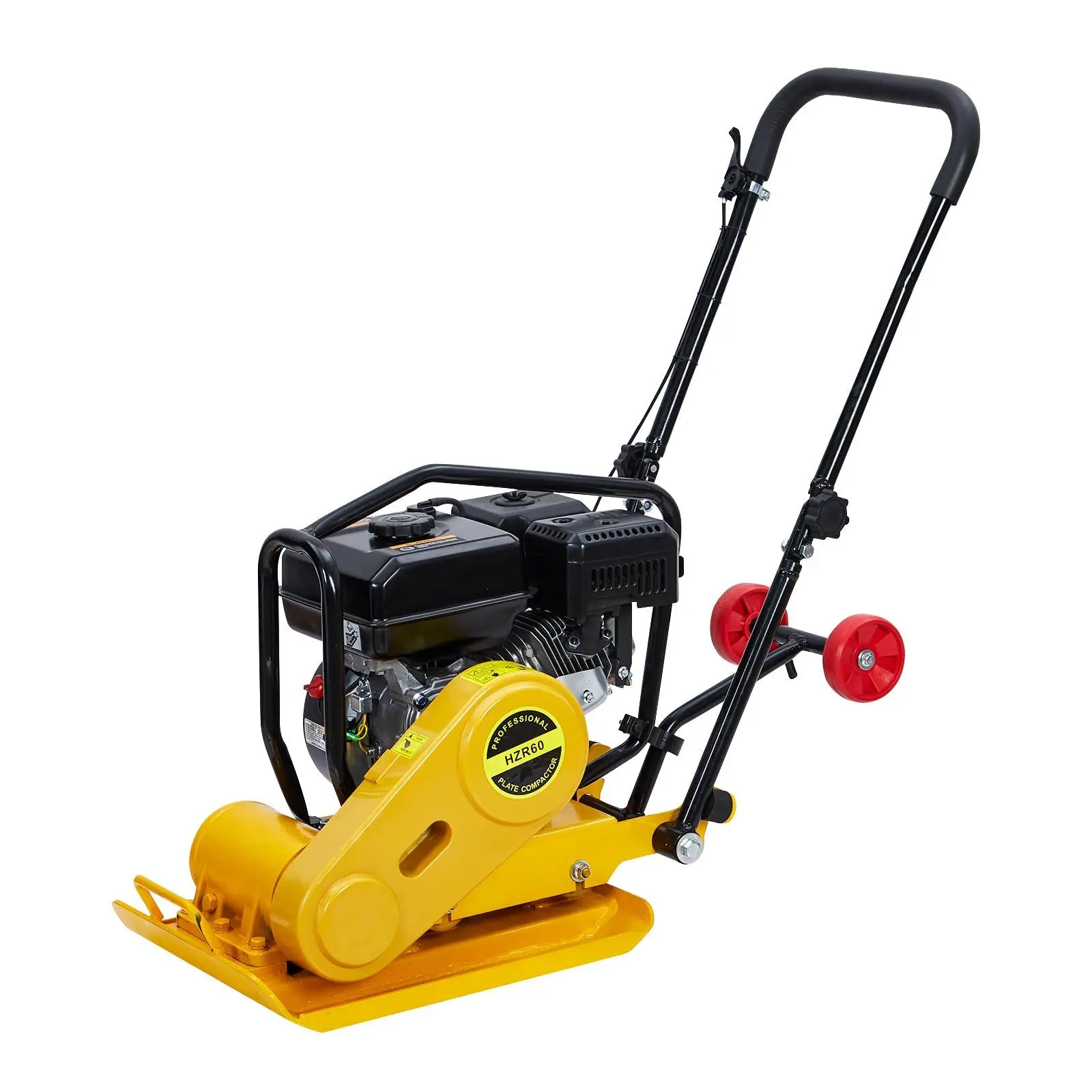 7HP Plate Compactor, 4200Lbs Force 5600VPM Powered Rammer w/ 212cc Engine, 22.1x15.9" Plate for Soil Gravel Asphalt Compaction, Professional Ground Compactors