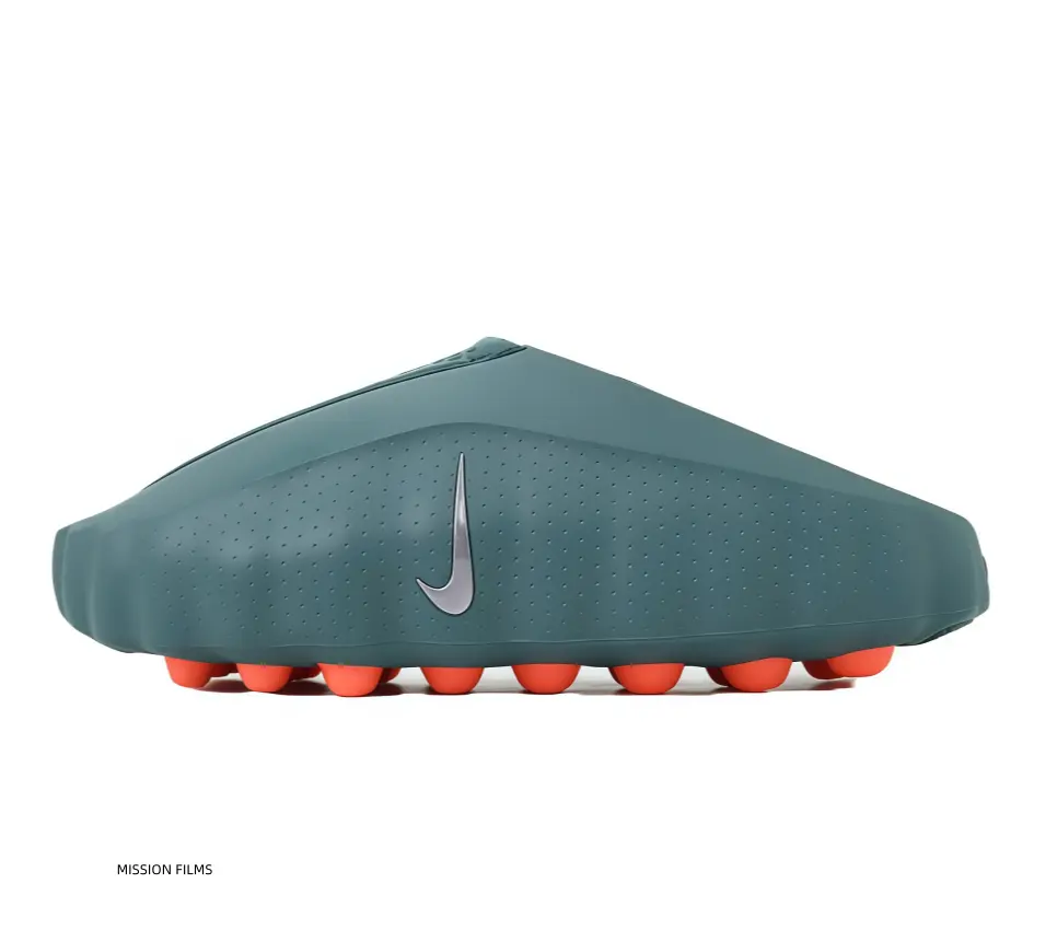 Unisex Teal Hollow Perforated Clogs, Breathable Mesh Upper, Chunky Non-Slip Orange Stud Outsole, Sleek Slip-On Mule Sandals For Beach, Shower, Walking & Daily Streetwear