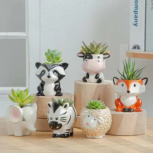 CZ Grain 6 Pots | 3 Inch | Small Succulent Plant Ceramic Animal Pots, Cute Home and Office Decor