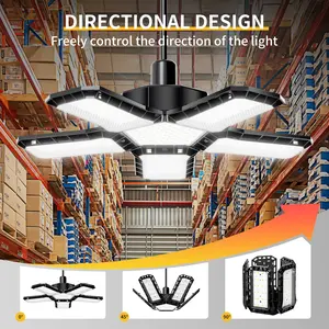 Adjustable Deformable  Five-Leaf Garage Light，360° ultra-bright omnidirectional lighting Universal fit for E26/E27 sockets Tool-free installation in seconds Efficient heat dissipation Perfect for household, garage, commercial and industrial applications