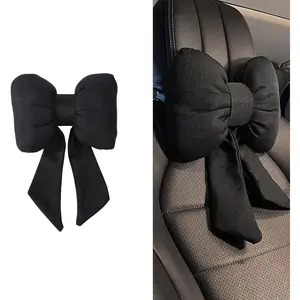 Cute Bow  Headrest Pillow, Breathable Memory    Pillows for    with Adjustable Strap, Universal  Rest Pillow for  Decoration (Black)