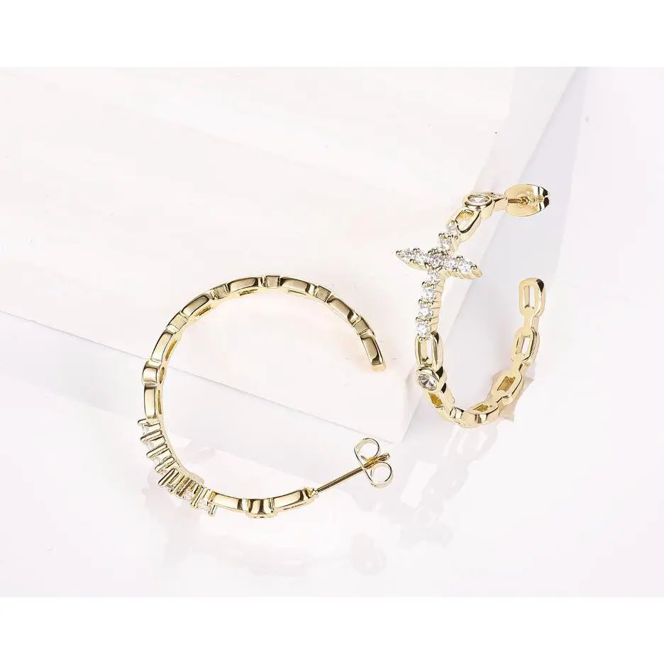 Cross hoop earrings