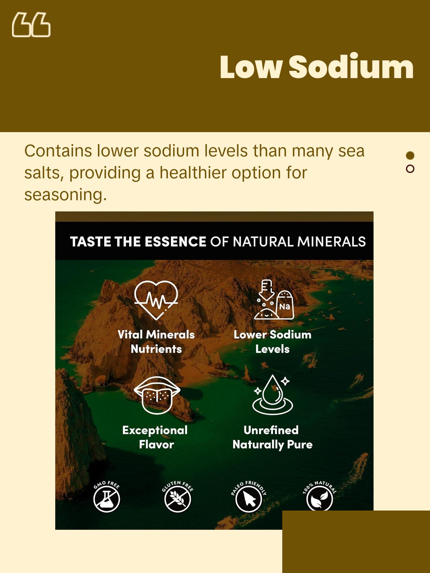 Baja Coastal Baja Mineral Sea Salt - 100% Organic & Unrefined 16oz Rich in Essential Minerals Low Sodium Hand Harvested Crystals from the Sea of Cortez Natural Grain - Flavor