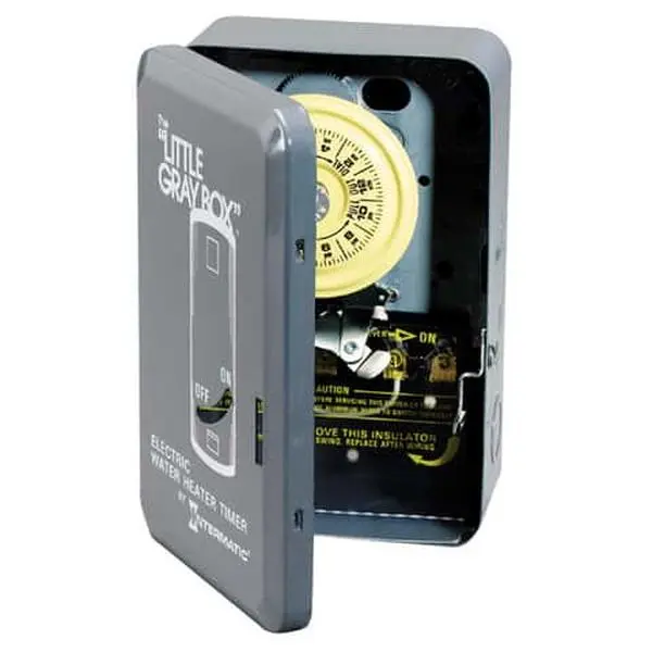 Intermatic 32999 Mechanical Line Indoor Electric Water Heater Timer - 277V, 24-Hour Cycle, 3W, Gray, Easy-to-Set Dial, External Override Switch
