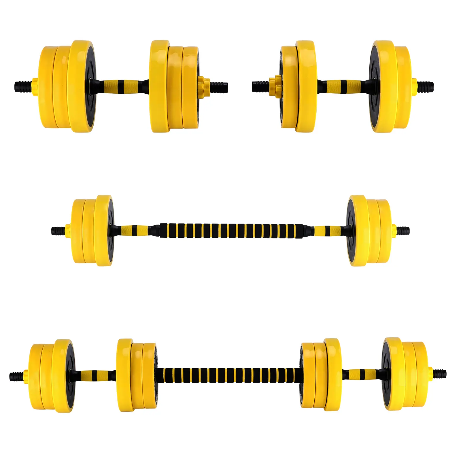 Gaomon 2-in-1 Adjustable Dumbbell Barbell Set, 44 LBS PE-Coated Home Fitness Equipment with Non-Slip Foam Handles and Double-Nut Lock for Full Body Strength Training, Convertible Dumbbell Barbell, Full Body Workout