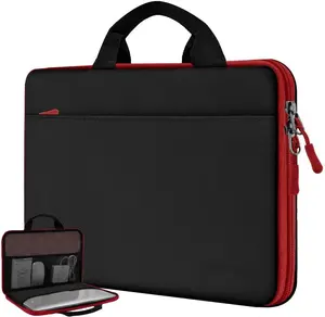 Laptop Case 13.3-14 Inch Briefcase, 180 Opening Water-Resistant & Shockproof Bag with Soft  Lining, Compatible with MacBook Pro 14",  Air/Pro 13.3", XPS 14/13 and 13"-14" PC,Red Edge