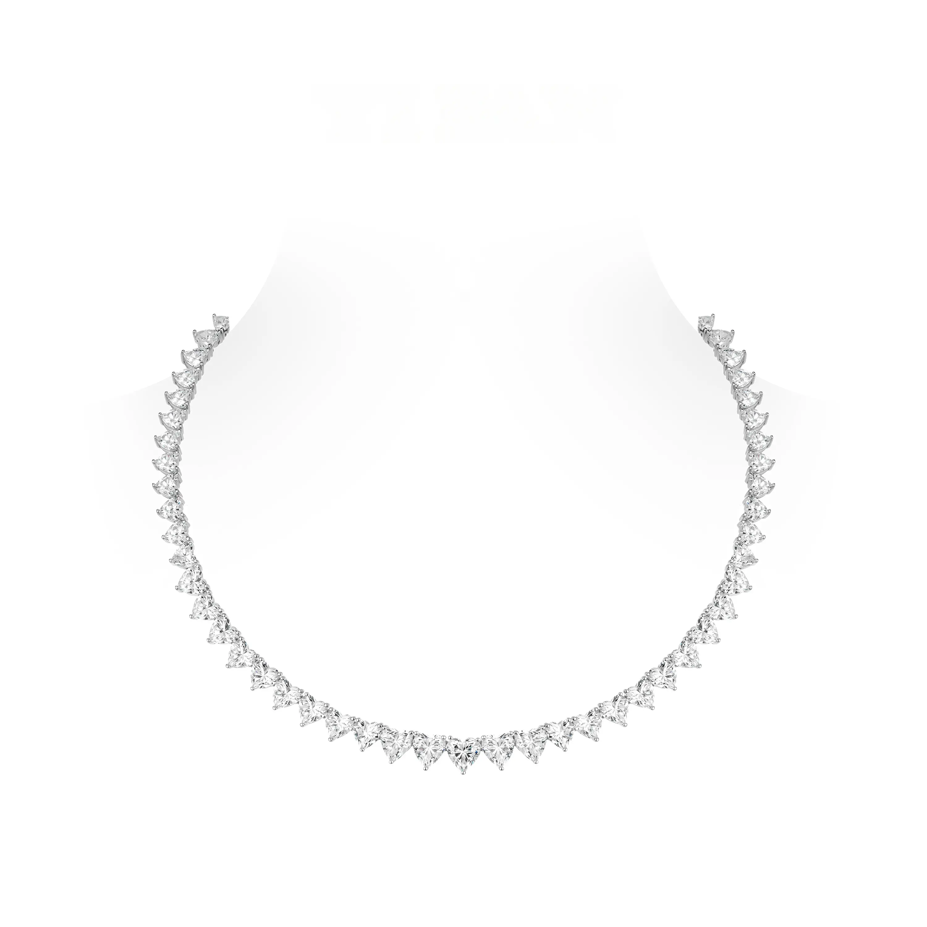 VAMERAY #3152 77 Carat Prong-Set Heart Cut Tennis Necklace