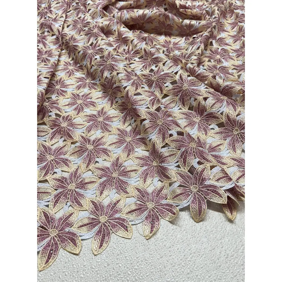 Lace Fabric | Guipure Lace | Corded Lace - Cream & baby Pink