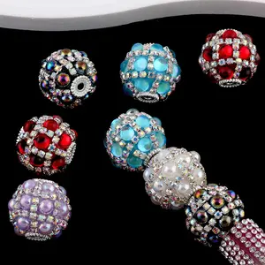 New Blingbling Diamond Zircon Round Beads Diamond Balls Can Be Worn Straight Hole Beads DIY Mobile Phone Chain Key Chain Bag Chain