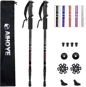 Aluminum Trekking Poles Adjustable 25 to 52 Inch Anti Shock Collapsible Walking Sticks Lightweight Set of 2