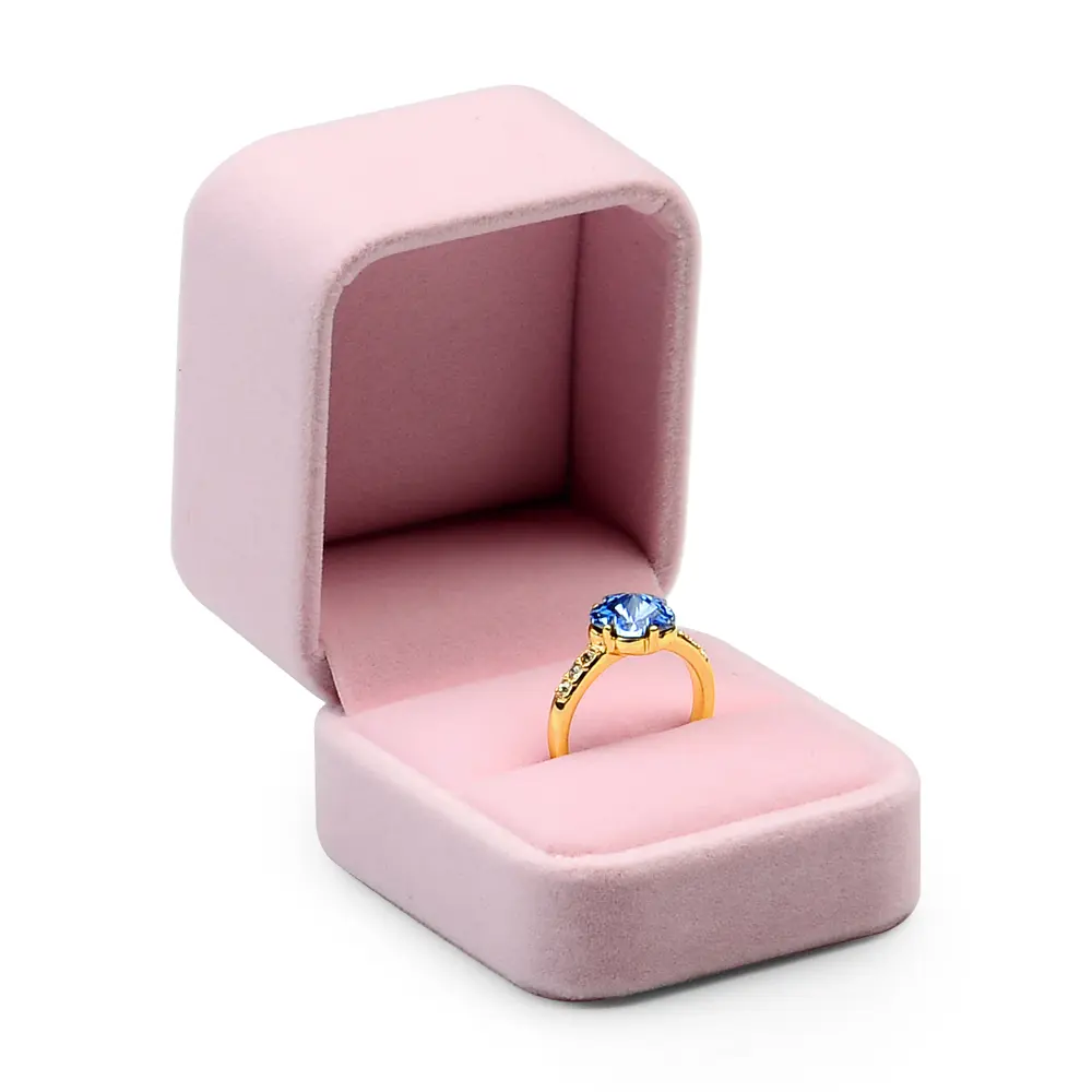 Oirlv Premium Pink Velvet Ring Box with Soft Finish – Customizable Minimalist Jewelry Organizer Case for Engagement, Wedding & Anniversary – Elegant Personalized Keepsake Box
