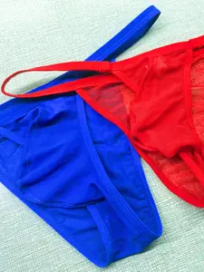 Men's Transparent Sexy Low Waist Plain Triangle Briefs, Comfortable Soft Mesh See-Through Underwear for Romantic Nights, Stylish Men's Lingerie