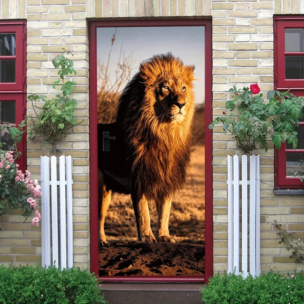 2pcs   This lion wall sticker uses high-definition printing technology to present a vivid and powerful image of a lion, adding wild charm to your home walls. Made of environmentally friendly and