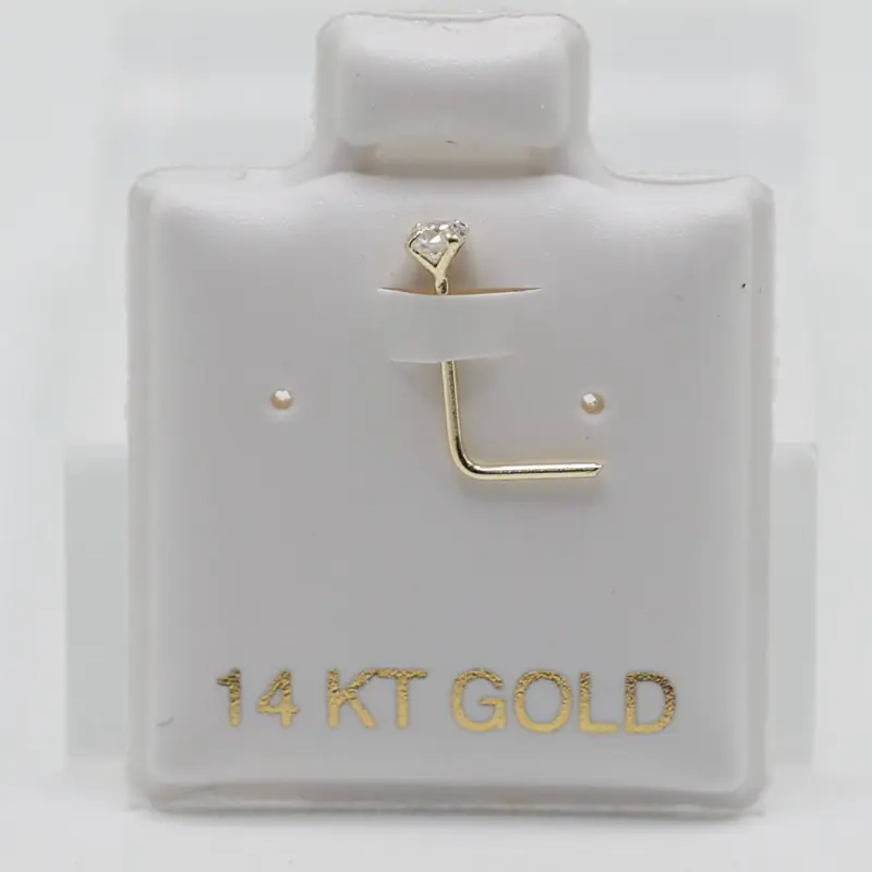 14K Gold Stud Piercing for Nose L Shaped 2.5MM - Dainty and Simple for Everyday Wear