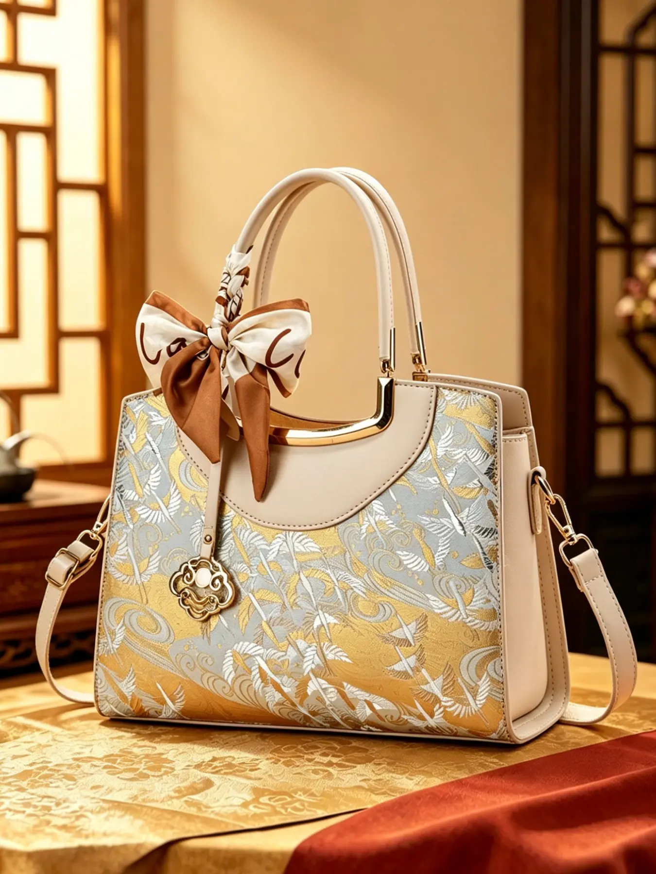 Elegant Crane Embroidered Handbag, Embroidering Design Handbag, Flap Handbag, Luxurious Fashionable Versatile Gentle Large Women's Bag, Stylish and Chic Accessory