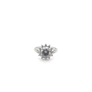 PHIMSERA 3CT VVS1 Round Brilliant Cut Gray Moissanite Ring - 9mm Size, Lab-Created, Dazzling Brilliance, Elegant Gray Hue, GRA Certified, Gift Box Included