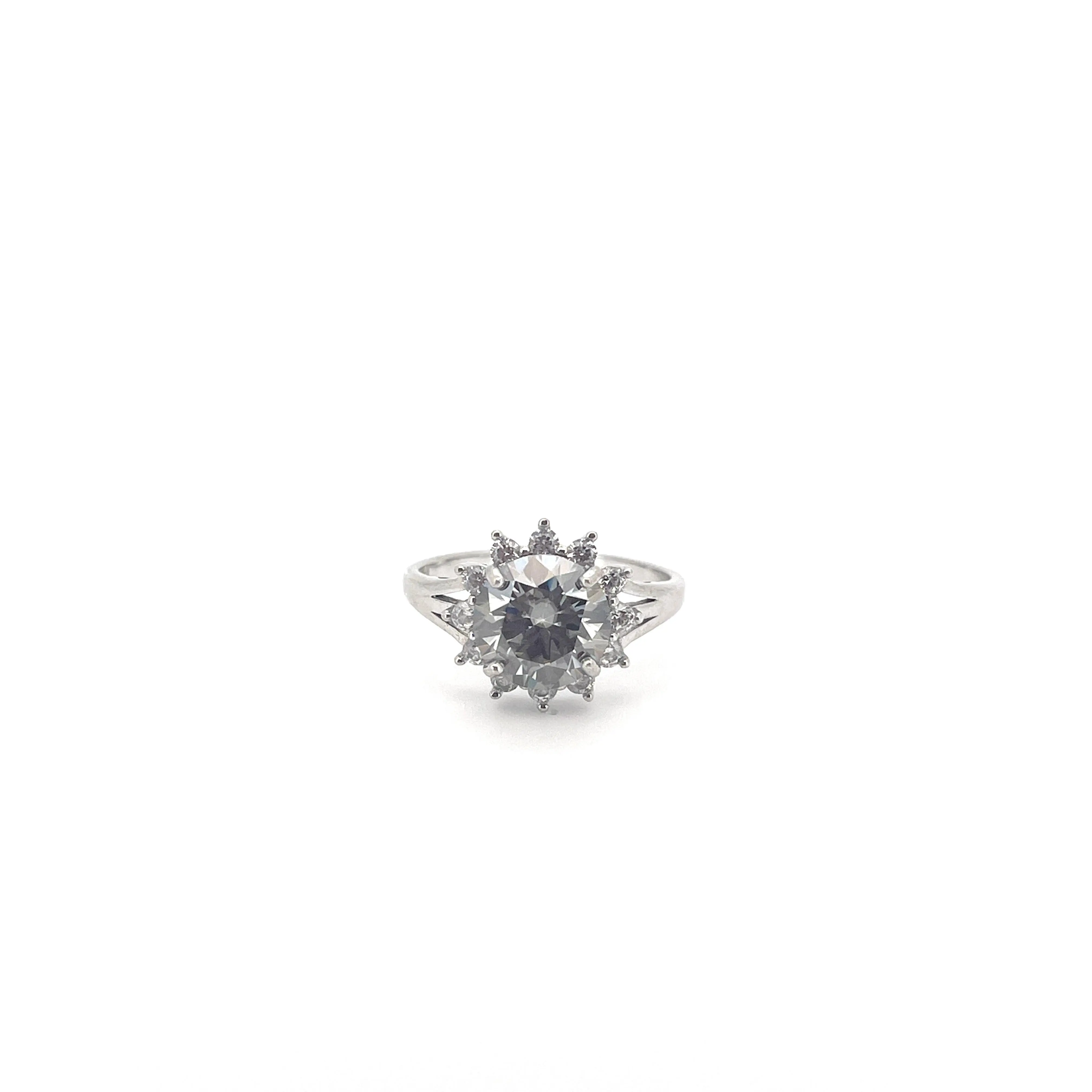 PHIMSERA 3CT Gray Moissanite Ring for Women, Round Brilliant Cut Silver Jewelry with VVS1 Clarity, 9mm GRA Certified Anniversary Gift, Female