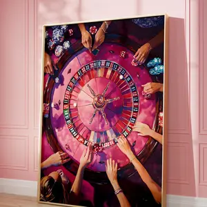 Luxury Casino Wall Art, Pink High-Stakes Roulette Poster, Gambling Lover Gift, Poker Night Decor, Vegas Room Decor, Trendy Wall Art, Unframed