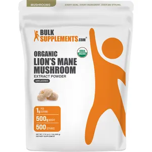 BulkSupplements - Organic Lion's Mane Mushroom Extract Powder - Cognitive Support - Mood Balance - 100g-1kg - 1g per Serving