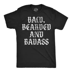 Mens Funny T Shirts Bald Bearded and Badass Sarcastic Graphic Novelty Tee for Men Mens Funny T Shirts Cool Vintage Fashion T-Shirt Gift Classic Menswear Funny Sarcastic Short Sleeve Novelty Tees for Guys Black -