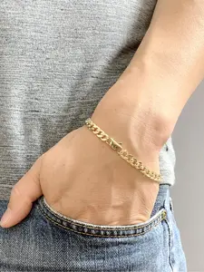 Men's Simple Plain Color Curb Chain Lobster Closure Bracelet, Matching Bracelet Stainless Steel for Party, Daily Clothing Decor, Trendy All-match Cool Male Accessories, Cuban Link Bracelet