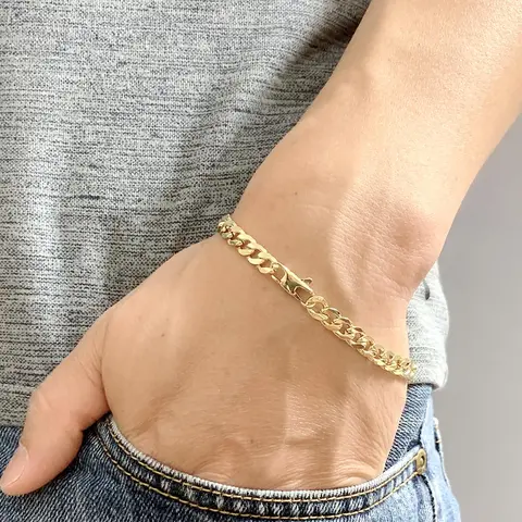 Men's Simple Plain Color Curb Chain Lobster Closure Bracelet, Matching Bracelet Stainless Steel for Party, Daily Clothing Decor, Trendy All-match Cool Male Accessories, Cuban Link Bracelet, Chain Jewelry Bracelets